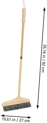 Mobestech 1 Set Solid Wood Bristle Broom and Dustpan