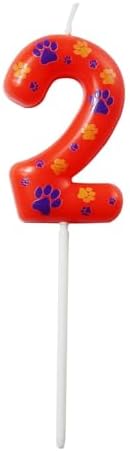 Kandelo Dog Paw Birthday Candles with Numbers Red Blue Yellow 2-Pack