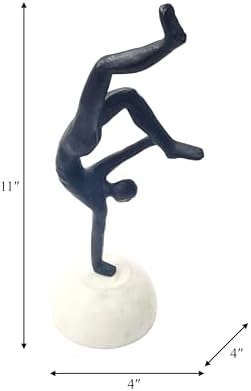 11 Inch Metal Man Sculpture Black Marble Base