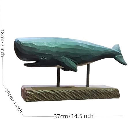 BEAULEMNA Wooden Whale Statue with Stand