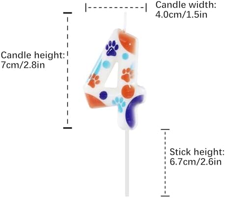 Manifwax Party Supplies White Number 4 Dog Paw Cake Topper