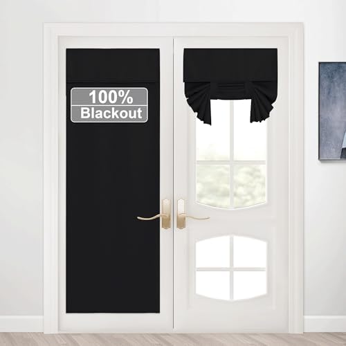 RYB HOME Blackout Curtain for Glass Windows 1 Panel W26xL69