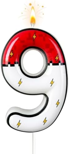 Laackys Cartoon Red White Lightning Birthday Candles Set of 9