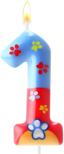 Red Yellow Blue Dog Paw Cake Topper Birthday Decorations