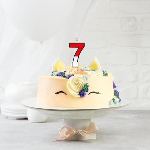 XIHIRCD Cartoon Red White Number 7 Birthday Candle