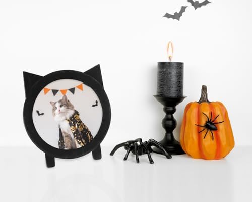 Isaac Jacobs 5x5 Cat Picture Frame with Ears Black Velvet