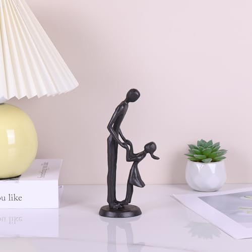 Father Daughter Figurine - Iron Dad and Daughter Sculpture