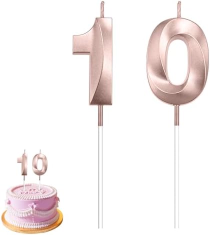 Rose Gold 10th Birthday Candle Numeral 3D Candles