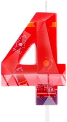 Zi Lan Fire Truck Birthday Candles Red 4th Firetruck Cake Toppers