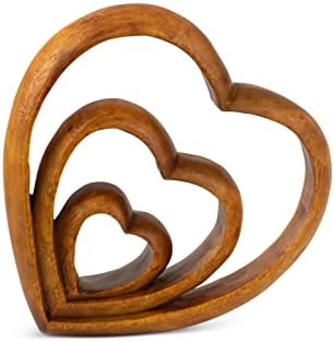 G6 Collection Handmade Wooden Heart Sculpture Statue