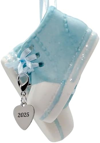 Baby Boy Shoe Ornament 2025 Personalized Blue Booties Keepsake