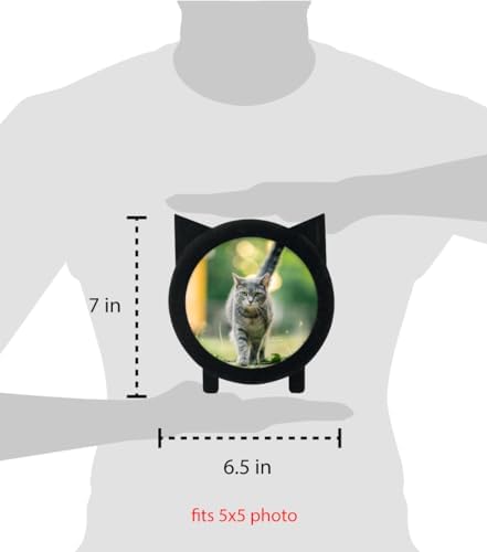 Isaac Jacobs 5x5 Cat Picture Frame with Ears Black Velvet