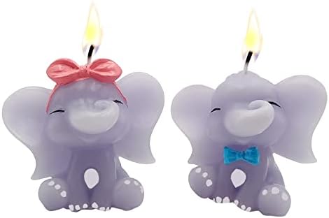 2PCS Cute Elephant Candles Handmade Birthday Anniversary Decor