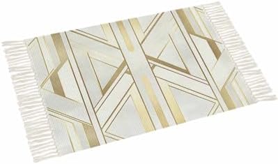 3x5 Golden Foil Stripes Area Rug with Tassels