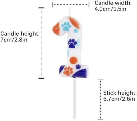 Manifwax White Number 1 Dog Paw Birthday Candles 1
