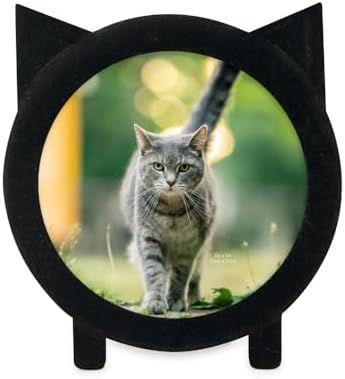 Isaac Jacobs 5x5 Cat Picture Frame with Ears Black Velvet