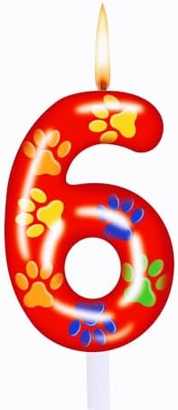 TGBYHN Number 6 Dog Paw Birthday Candles