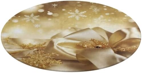 Gold Silk Christmas Area Rug 80x80cm Soft Coral Velvet