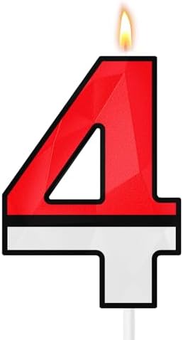 ZelZeluna Large 3D Number 4 Birthday Candles