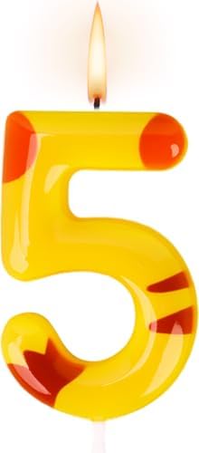 Candsun Cartoon Yellow Birthday Candles Number 5 1