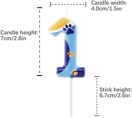 Manifwax Party Supplies Blue Number 1 Dog Paw Cake Topper