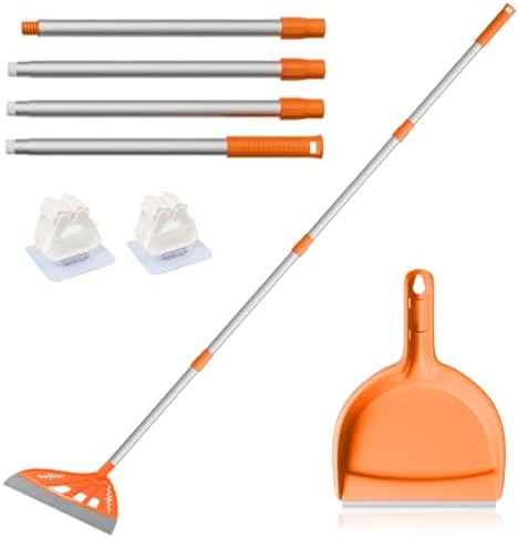 Magic Air Broom with Dustpan and Adjustable Handle Orange