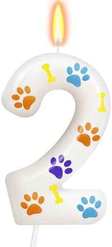 Blue Dog Paw Themed Birthday Candles for Boys Girls