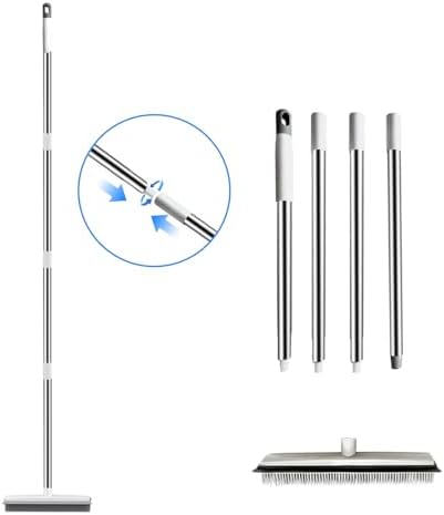 QLEANZY Rubber Broom with Squeegee and Pet Hair Removal