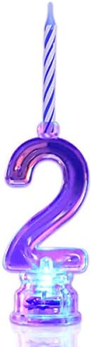 Novelty Place Flashing LED Birthday Cake Topper with 4 Candles Number 2