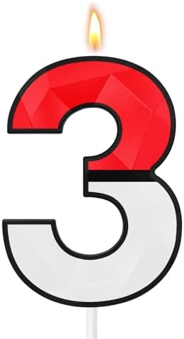 ZelZeluna Large 3D Number 3 Birthday Candle