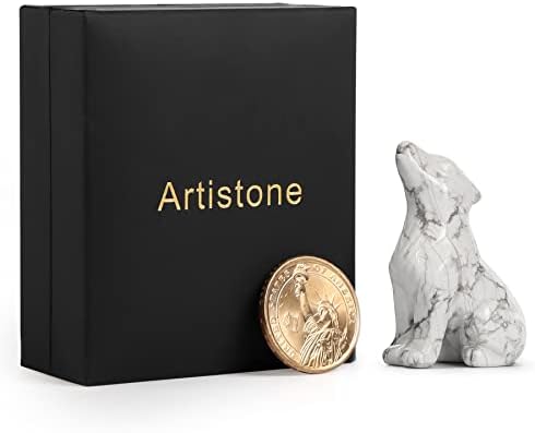 Artistone White Howlite Wolf Statue 20 Inch