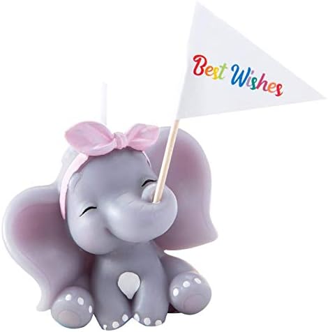 FLYPARTY Elephant Birthday Candles with Flag Decor