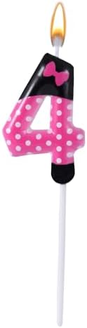 Pink Black Cartoon Mouse 4 Birthday Candle