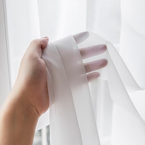 Aquazolax White Sheer Privacy Curtain Panel 25x40