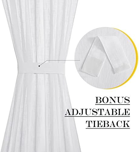 NICETOWN White Sheer Door Curtain Panel with Tieback