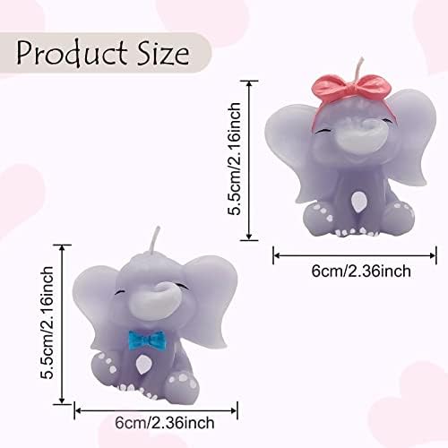 2PCS Cute Elephant Candles Handmade Birthday Anniversary Decor