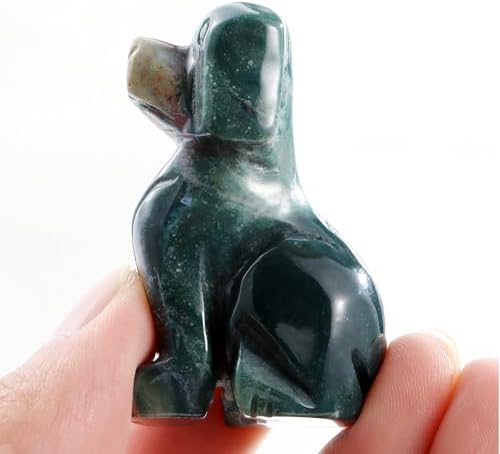 SMQ Ocean Jasper Crystal Dog Statue 2 Healing Figurine