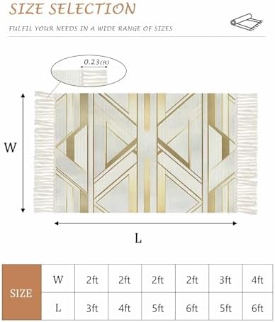 3x5 Golden Foil Stripes Area Rug with Tassels