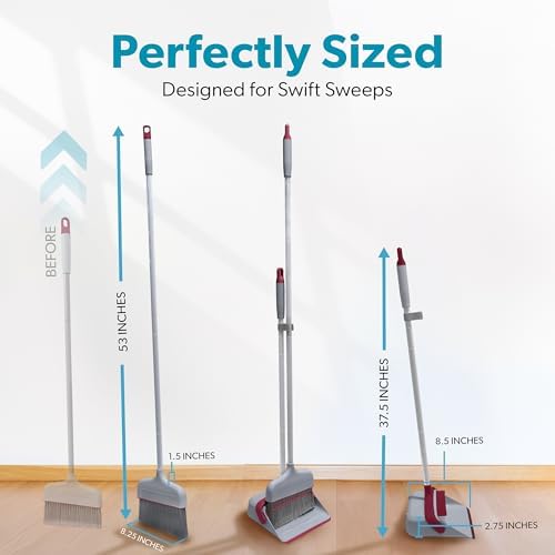 BLACKDECKER Butler Broom Dustpan Set - Light GrayBurgundy