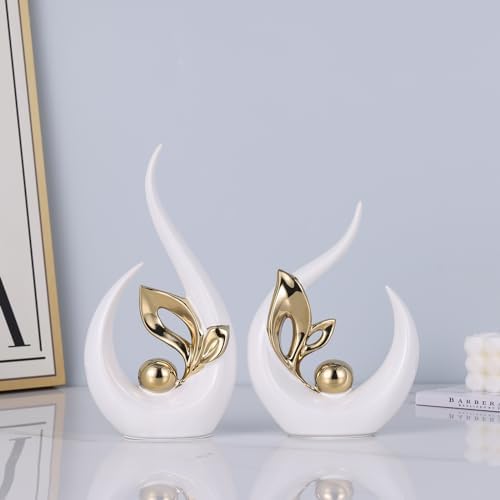 94 H White Gold Abstract Sculptures for Home Decor