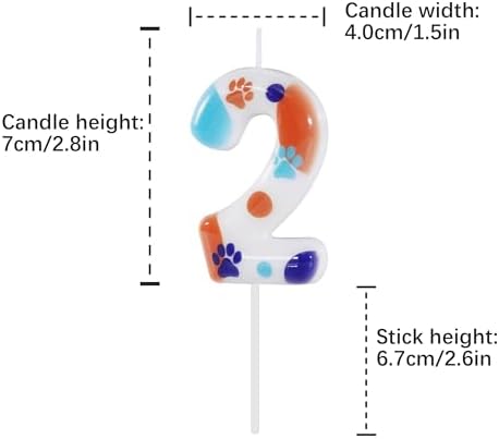 Manifwax White Number 2 Dog Paw Birthday Candles