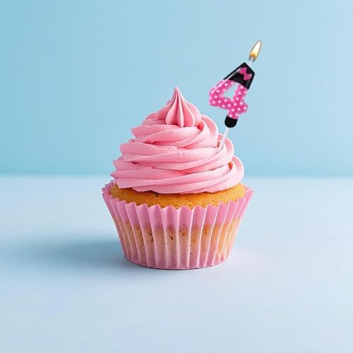 Pink Black Cartoon Mouse 4 Birthday Candle
