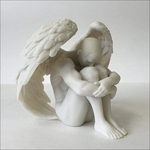 WU Male Nude Angel Holding Knees Sculpture 1