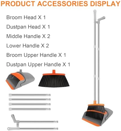 UDUK Broom and Dustpan Combo Set 51 Long Handle