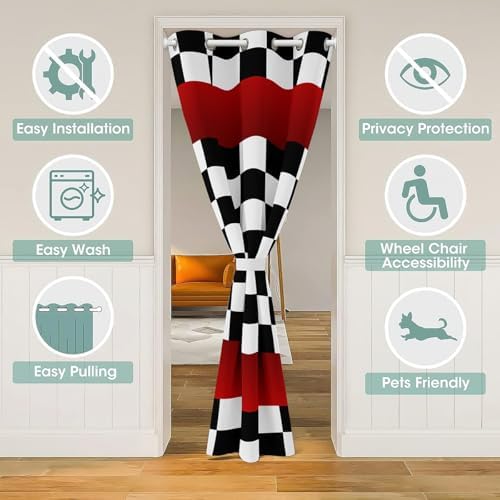 Castle Fairy Checkered Squares Door Curtain 52x80