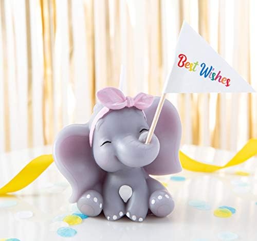 FLYPARTY Elephant Birthday Candles with Flag Decor