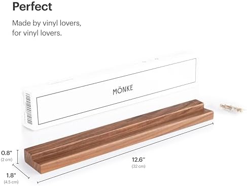MNKE Vinyl Record Wall Mount - Elegant Solid Wood Display Ledge
