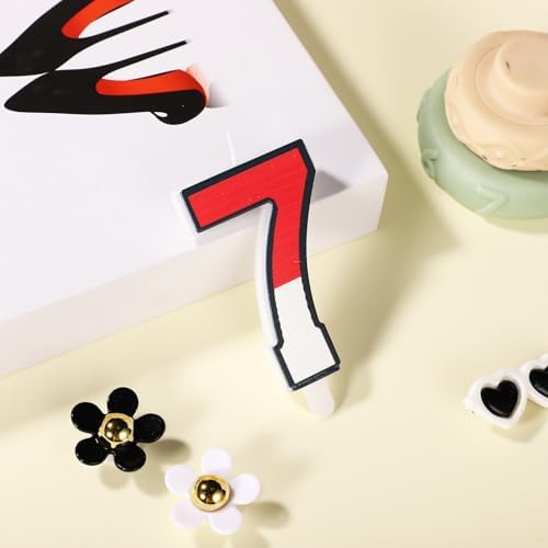 XIHIRCD Cartoon Red White Number 7 Birthday Candle