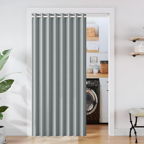 HMYI Magnetic Pleated Curtains - 100 Blackout Thermal Insulated Door Drapes