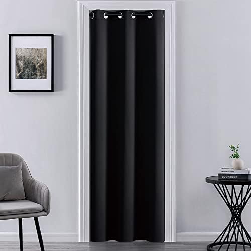 XTMYI Black Door Curtain Panel 80 Inch Thermal Insulated Door Cover
